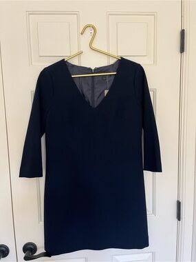 J. Crew Navy V‑Neck 3/4 Sleeve Sheath Dress Size 2